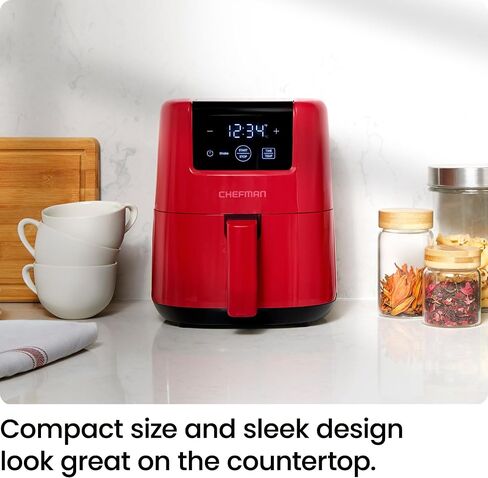 CHEFMAN 2 Qt Mini Air Fryer – Digital Space-Saving Compact Air Fryer with Nonstick and Dishwasher Safe Basket, Quick & Easy Meals in Minutes, Features Digital Timer and Shake Reminder – Grey in Saudi Arabia