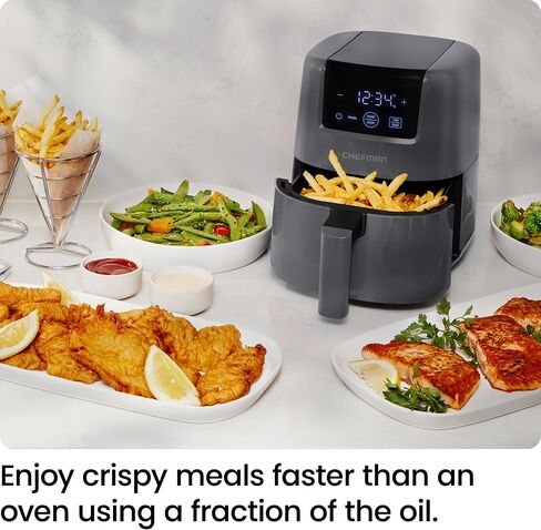 CHEFMAN 2 Qt Mini Air Fryer – Digital Space-Saving Compact Air Fryer with Nonstick and Dishwasher Safe Basket, Quick & Easy Meals in Minutes, Features Digital Timer and Shake Reminder – Grey in Saudi Arabia