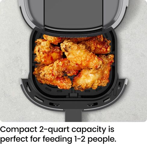 CHEFMAN 2 Qt Mini Air Fryer – Digital Space-Saving Compact Air Fryer with Nonstick and Dishwasher Safe Basket, Quick & Easy Meals in Minutes, Features Digital Timer and Shake Reminder – Grey in Saudi Arabia