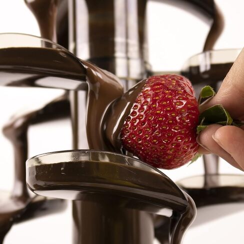 Nostalgia 4 Tier Electric Chocolate Fondue Fountain Machine for Parties - Melts Cheese, Queso, Candy, and Liqueur - Dip Strawberries, Apple Wedges, Vegetables, and More - 32-Ounce - Stainless Steel in Saudi Arabia