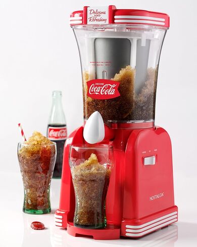 Nostalgia Frozen Drink Maker and Margarita Machine for Home - 32-Ounce Slushy Maker with Stainless Steel Flow Spout - Easy to Clean and Double Insulated - Retro Red in Saudi Arabia