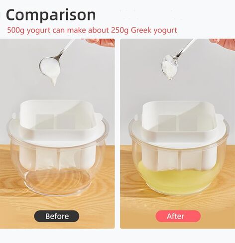Generic Greek Yogurt Strainer(1.7L) with Lid.1.7Qt Yogurt Whey Separator,to Makes big batches(900g) of Thick Creamy Greek or Coconut Yogurt, Clear and White in Saudi Arabia