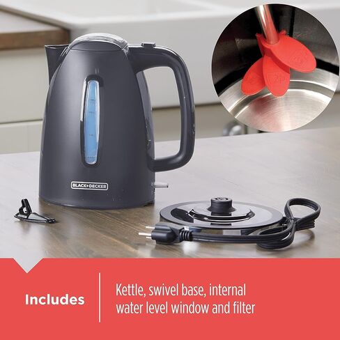 BLACK+DECKER 1.7L Cordless Electric Kettle, KE1700SD, Rapid Boil, Auto Shutoff, Stainless Steel in Saudi Arabia