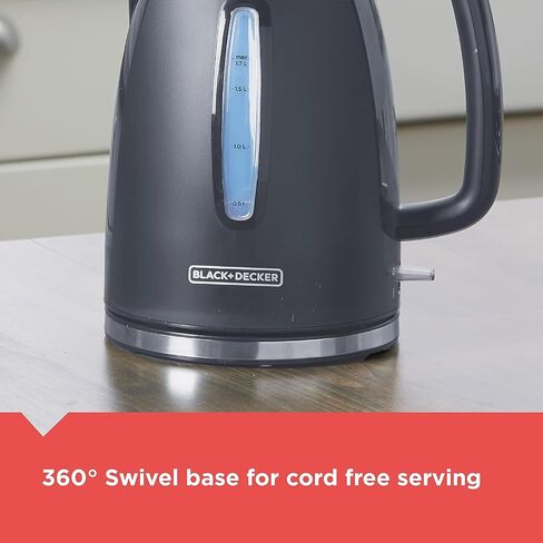 BLACK+DECKER 1.7L Cordless Electric Kettle, KE1700SD, Rapid Boil, Auto Shutoff, Stainless Steel in Saudi Arabia