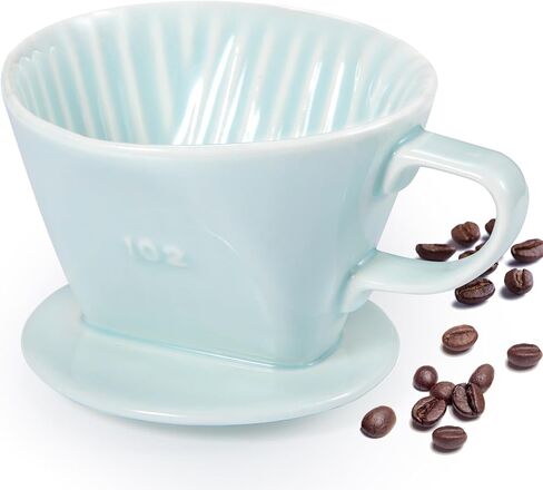 Pour Over Coffee Dripper, Ceramic Pour Over Coffee Maker with 3 Holes Flat Bottom, Easy Manual Brew Maker, Porcelain Slow Filter Cone for Travel, Camping, Office, Home, GR in Saudi Arabia
