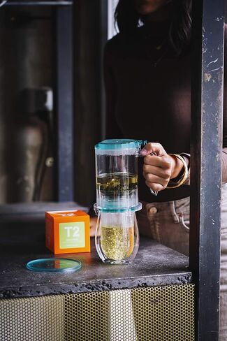 ماكينة صنع الشاي T2 مع مصفاة شاي وبلاستيك خالي من مادة BPA، ماكينة صنع الشاي بأوراق فضفاضة، وردي ناعم، 500 مل، كبيرة in Saudi Arabia