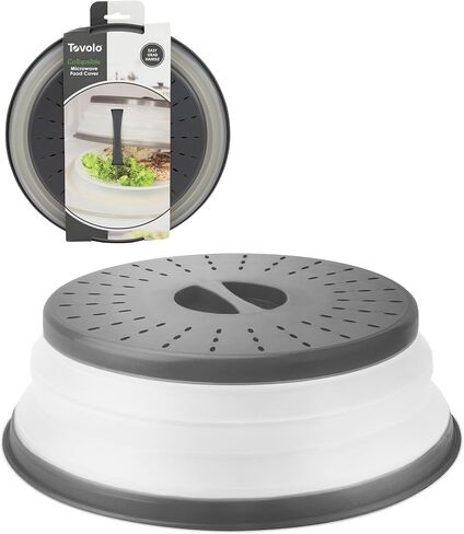 Tovolo Microwave Splatter Cover for Food, Medium (Charcoal) - Collapsible & Vented Silicone Splatter Guard Lid - Microwave Plate & Dish Cover with Handle - BPA-Free Kitchen Gadget for Meal Prep in Saudi Arabia