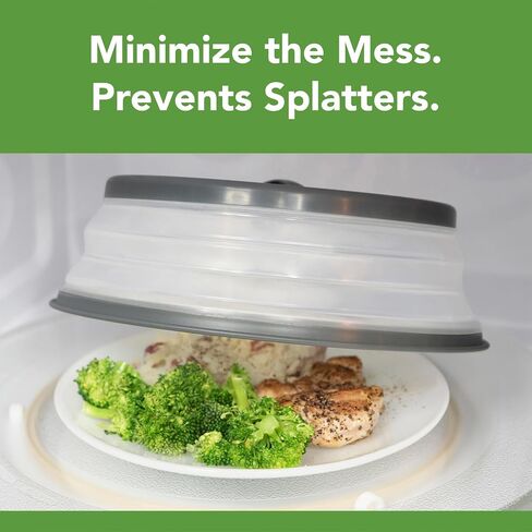 Tovolo Microwave Splatter Cover for Food, Medium (Charcoal) - Collapsible & Vented Silicone Splatter Guard Lid - Microwave Plate & Dish Cover with Handle - BPA-Free Kitchen Gadget for Meal Prep in Saudi Arabia