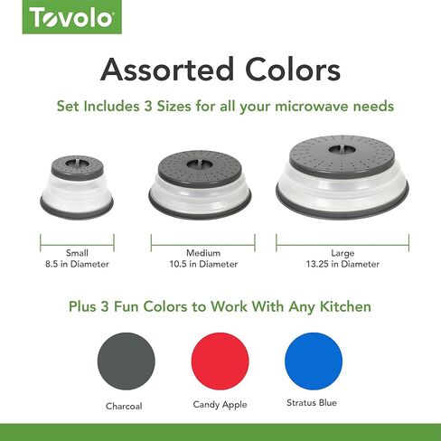 Tovolo Microwave Splatter Cover for Food, Medium (Charcoal) - Collapsible & Vented Silicone Splatter Guard Lid - Microwave Plate & Dish Cover with Handle - BPA-Free Kitchen Gadget for Meal Prep in Saudi Arabia