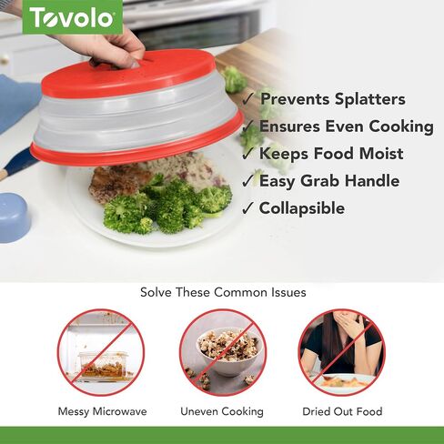 Tovolo Microwave Splatter Cover for Food, Medium (Charcoal) - Collapsible & Vented Silicone Splatter Guard Lid - Microwave Plate & Dish Cover with Handle - BPA-Free Kitchen Gadget for Meal Prep in Saudi Arabia