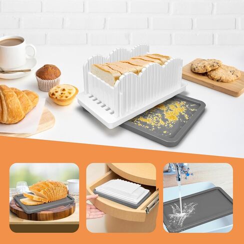 2024 New Bread Slicer for Homemade Bread,Three Size Thickness Set Bread Slicing Cutting Guide with Crumb Tray,Adjustable Width Length Suitability for Homemade Bread,Sandwich,Cake,Taost. in Saudi Arabia