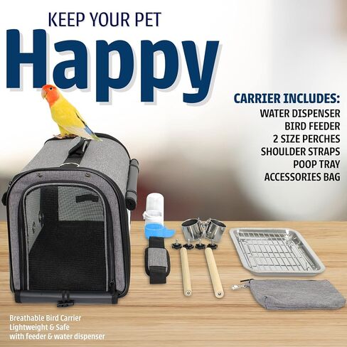 Bird Travel Carrier Portable Cage Premium Small Pet Bag Carrier for Parakeets, Lovebirds, Finch, and Canaries - Airlines Airplane Plane Approved (Teal) in Saudi Arabia