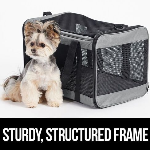 GORILLA GRIP Cat Carrier Travel Bag Up to 15 Lbs, Soft Collapsible Small Dog Carriers, Top and Side Entry Breathable Mesh, Grip Feet on Underside, Cozy Washable Waterproof Pad, Portable Kennel, Black in Saudi Arabia