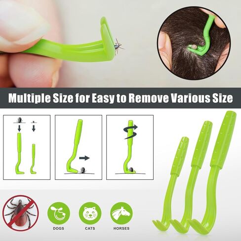 أداة إزالة القراد للكلاب، مجموعة أدوات إزالة ملاقط القراد من الفولاذ المقاوم للصدأ، 3 عبوات سريعة وآمنة، ملاقط القراد، ملاقط إزالة البراغيث، مشط البراغيث، عدسة مكبرة للكلاب والقطط البشرية in Kuwait