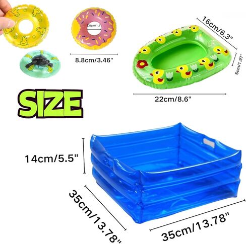 7 Pcs Foldable Bearded Dragons Pool Bath Collar Ring & Boat Set Swimming Bath Water Washer for Small Animal Hedgehog Hamster with Pump in Saudi Arabia