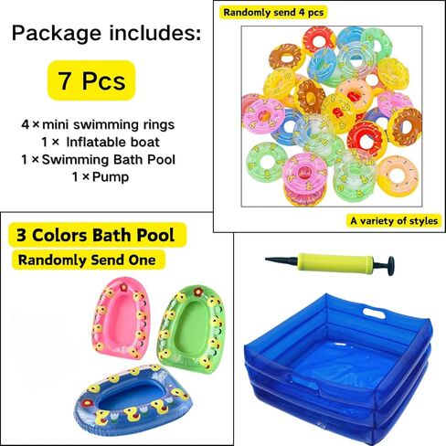 7 Pcs Foldable Bearded Dragons Pool Bath Collar Ring & Boat Set Swimming Bath Water Washer for Small Animal Hedgehog Hamster with Pump in Saudi Arabia