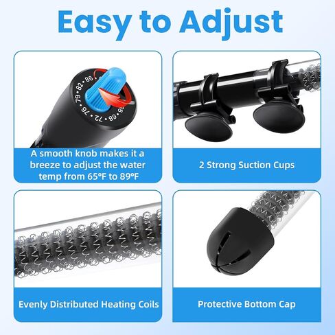 AQUANEAT Aquarium Heater, 50W Fish Tank Heater, Adjustable Submersible Water Thermostat with Thermometer in Saudi Arabia