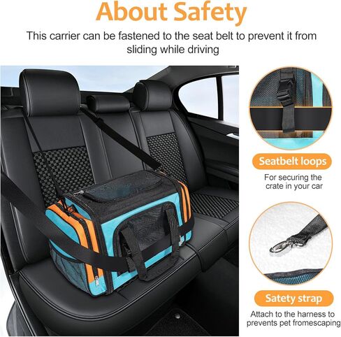 Extra Large Cat Carrier for 2 Cats, Pet Carrier, Dog Carrier for Small Dogs, Cat Carrier Soft, Collapsible Large Pet Carrier for Traveling Indoor and Outdoor Uses - Blue 24"x16"x16" in Saudi Arabia
