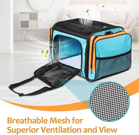 Extra Large Cat Carrier for 2 Cats, Pet Carrier, Dog Carrier for Small Dogs, Cat Carrier Soft, Collapsible Large Pet Carrier for Traveling Indoor and Outdoor Uses - Blue 24"x16"x16" in Saudi Arabia