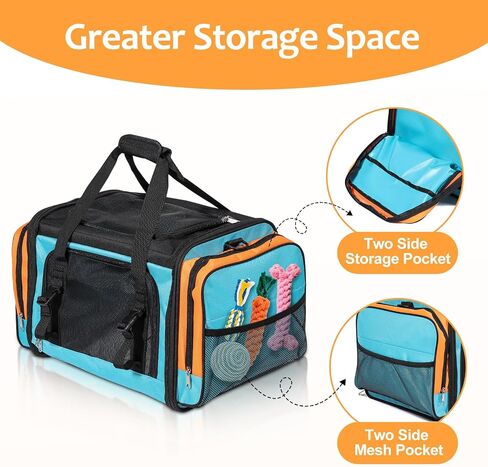 Extra Large Cat Carrier for 2 Cats, Pet Carrier, Dog Carrier for Small Dogs, Cat Carrier Soft, Collapsible Large Pet Carrier for Traveling Indoor and Outdoor Uses - Blue 24"x16"x16" in Saudi Arabia