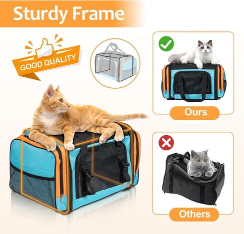Extra Large Cat Carrier for 2 Cats, Pet Carrier, Dog Carrier for Small Dogs, Cat Carrier Soft, Collapsible Large Pet Carrier for Traveling Indoor and Outdoor Uses - Blue 24"x16"x16" in Saudi Arabia