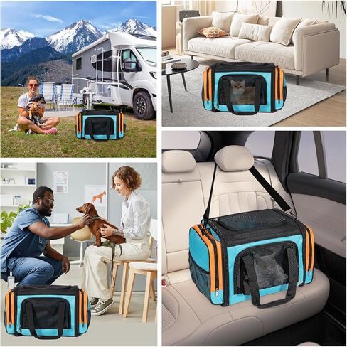 Extra Large Cat Carrier for 2 Cats, Pet Carrier, Dog Carrier for Small Dogs, Cat Carrier Soft, Collapsible Large Pet Carrier for Traveling Indoor and Outdoor Uses - Blue 24"x16"x16" in Saudi Arabia