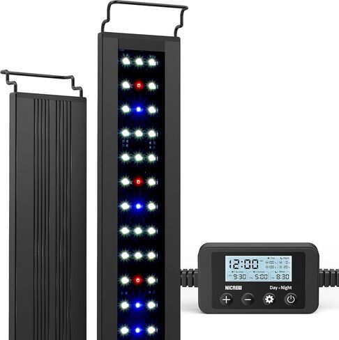 NICREW C10 Plants LED Aquarium Light، 18-24 بوصة، 13 واط، ضوء خزان الأسماك كامل الطيف مع مؤقت، دورة ليلا ونهارا، سطوع قابل للتعديل in Kuwait