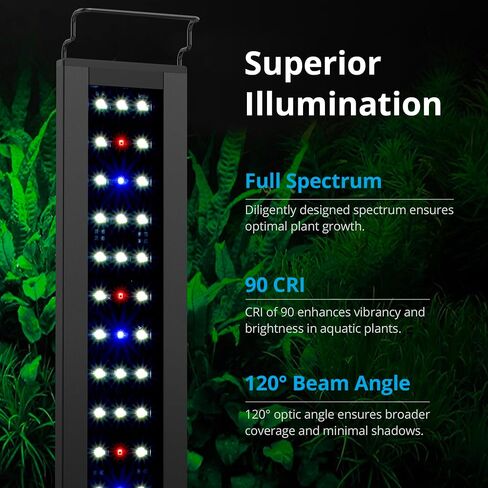 NICREW C10 Plants LED Aquarium Light، 18-24 بوصة، 13 واط، ضوء خزان الأسماك كامل الطيف مع مؤقت، دورة ليلا ونهارا، سطوع قابل للتعديل in Kuwait