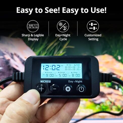 NICREW C10 Plants LED Aquarium Light، 18-24 بوصة، 13 واط، ضوء خزان الأسماك كامل الطيف مع مؤقت، دورة ليلا ونهارا، سطوع قابل للتعديل in Kuwait