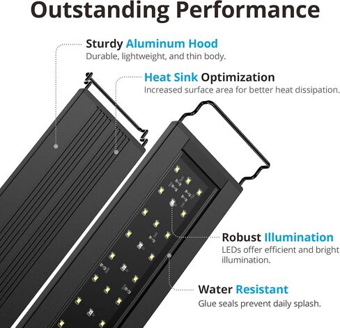 NICREW C10 Plants LED Aquarium Light، 18-24 بوصة، 13 واط، ضوء خزان الأسماك كامل الطيف مع مؤقت، دورة ليلا ونهارا، سطوع قابل للتعديل in Kuwait
