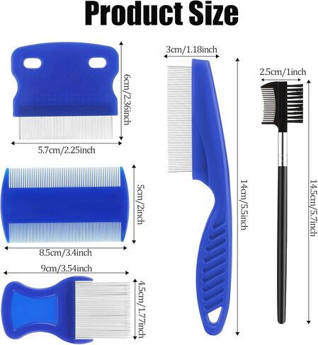 6 Pack Tick Flea Comb, Stainless Steel Dog Cat Grooming Combs with Rounded Teeth, Flea Brush for Cats Lice combs, Thick Hair Pet Tear Stain Comb, Fine Tooth Comb Dematting Tool for Dog Cat in Kuwait