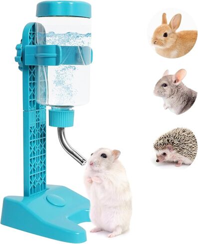 VANNON Pet Standing Water Dispenser Top Fill Dog Water Bottle Dispenser with Stand Leakproof Pet Slow Water Bottle for Small Animals, 13oz, BPA Free, Adjustable Height, Pink in Saudi Arabia