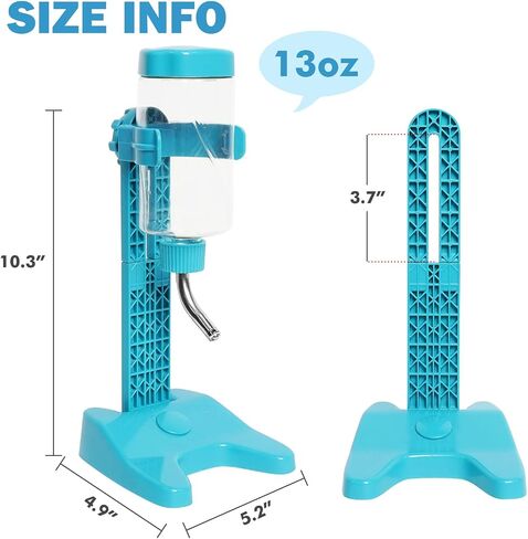 VANNON Pet Standing Water Dispenser Top Fill Dog Water Bottle Dispenser with Stand Leakproof Pet Slow Water Bottle for Small Animals, 13oz, BPA Free, Adjustable Height, Pink in Saudi Arabia