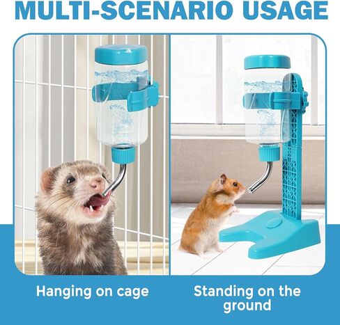 VANNON Pet Standing Water Dispenser Top Fill Dog Water Bottle Dispenser with Stand Leakproof Pet Slow Water Bottle for Small Animals, 13oz, BPA Free, Adjustable Height, Pink in Saudi Arabia