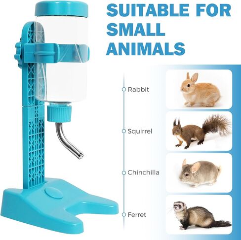 VANNON Pet Standing Water Dispenser Top Fill Dog Water Bottle Dispenser with Stand Leakproof Pet Slow Water Bottle for Small Animals, 13oz, BPA Free, Adjustable Height, Pink in Saudi Arabia
