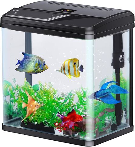 2 Gallon Aquarium Starter Kit Small Glass Betta Fish Tank Desktop Mini Fish Bowl for Shrimp Goldfish with Filter Pump LED Light in Saudi Arabia