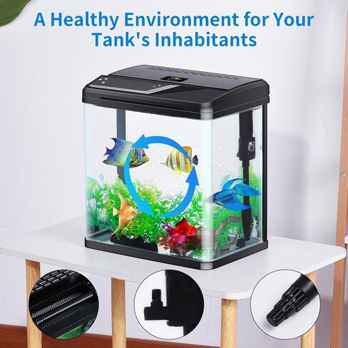 2 Gallon Aquarium Starter Kit Small Glass Betta Fish Tank Desktop Mini Fish Bowl for Shrimp Goldfish with Filter Pump LED Light in Saudi Arabia
