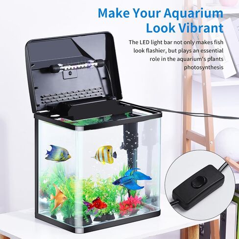 2 Gallon Aquarium Starter Kit Small Glass Betta Fish Tank Desktop Mini Fish Bowl for Shrimp Goldfish with Filter Pump LED Light in Saudi Arabia