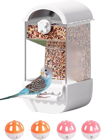 No Mess Bird Cage Feeder Automatic Parakeets Seed Food Container Acrylic Parrot Feeder Cage Accessories Transparent Small and Medium Lovebirds Canary Cockatiel Finch (Green) in Saudi Arabia