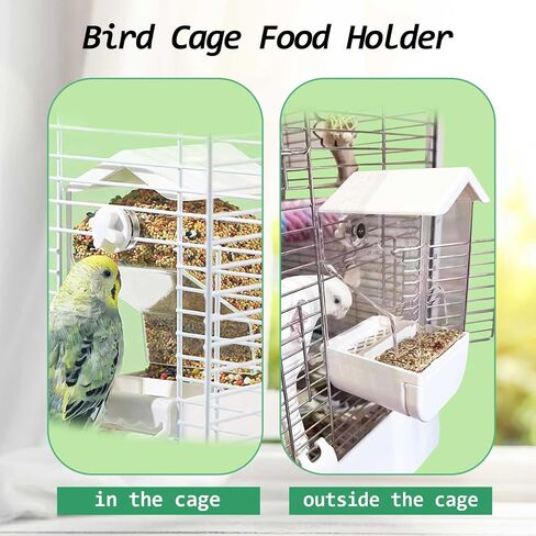 No Mess Bird Cage Feeder Automatic Parakeets Seed Food Container Acrylic Parrot Feeder Cage Accessories Transparent Small and Medium Lovebirds Canary Cockatiel Finch (Green) in Saudi Arabia