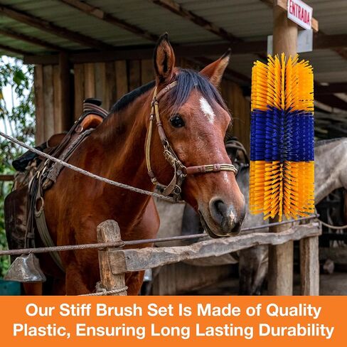 Livestock Scratching Brush, Goat Brushes for Scratching, Horse Scratcher, Cow Scratcher Brush, Animal Back Scratching Itch Relief Full Massage Grooming Brush Kit with 2 Pairs Accessories in Saudi Arabia