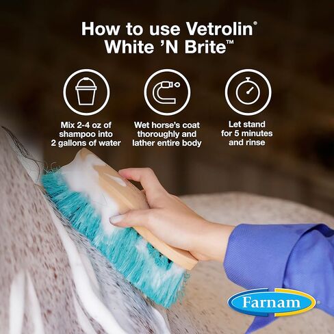 شامبو فارنام فيترولين وايت آند برايت، شامبو للتنظيف العميق وتفتيح الألوان للخيول والكلاب. 32 أوقية in Kuwait