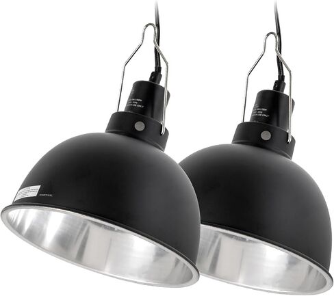 Reptile Light Fixture 2 Pack, 8.5 in Deep Dome Reptile Heat Lamp Fixture, Optical Reflection Terrarium Light Fixture for Reptile UVB UVA Heat Basking Bulbs, Separate Switch & Hook in Kuwait