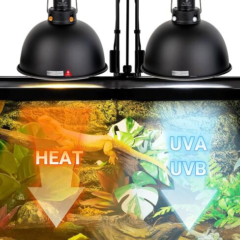 Reptile Light Fixture 2 Pack, 8.5 in Deep Dome Reptile Heat Lamp Fixture, Optical Reflection Terrarium Light Fixture for Reptile UVB UVA Heat Basking Bulbs, Separate Switch & Hook in Kuwait