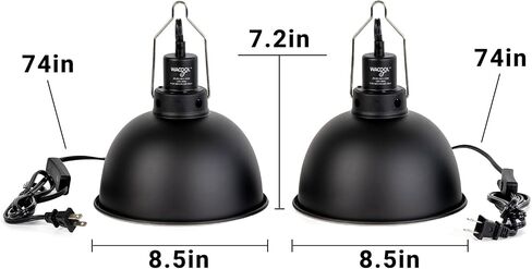 Reptile Light Fixture 2 Pack, 8.5 in Deep Dome Reptile Heat Lamp Fixture, Optical Reflection Terrarium Light Fixture for Reptile UVB UVA Heat Basking Bulbs, Separate Switch & Hook in Kuwait