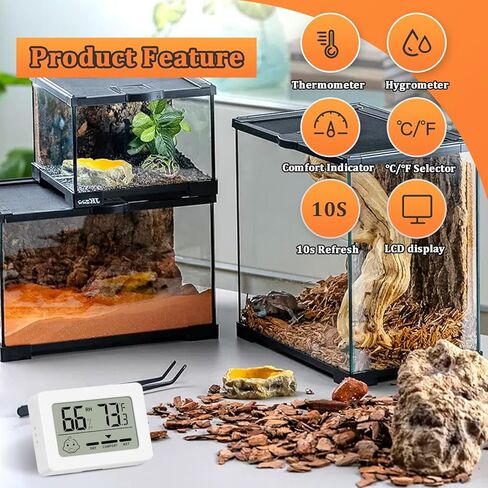 إكسسوارات خزان الزواحف، مقياس حرارة خزان التنين الملتحي، مقياس الرطوبة للفهد أبو بريص، العنكبوت القفز، الأفعى، أبو بريص، الكرة بايثون، السحلية (عبوتان) in Kuwait