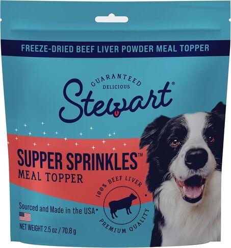 Stewart Beef Liver Supper Sprinkles, Dog Food Toppers, Beef Liver, 2.5 oz. Resealable Bag, Made in USA, Products for Dogs in Saudi Arabia