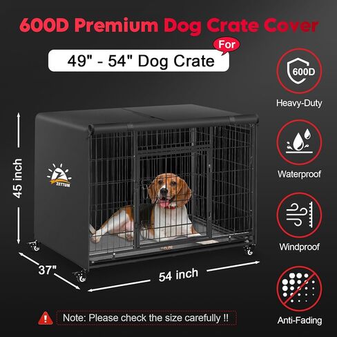 Zettum Dog Crate Cover 48 Inch - 600D Kennel Crate Covers for Dog Cage Waterproof & Heavy Duty, Small Dog Cage Cover Universal Fit for Most Wire Pet Crates - 48 x 31 x 31 Inch (Cover Only) in Saudi Arabia