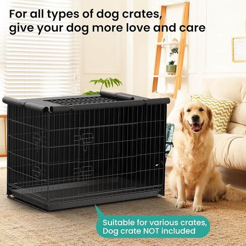 Dog Crate Cover - Privacy Kennel Cover Fits 36 inch Double Door Wire Crate, Heavy Duty 600D Oxford Fabric Dog Cage Cover with Top Window and Drinking Hole Design, Black, (Cover Only) in Saudi Arabia