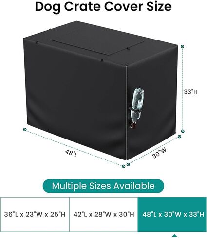 Dog Crate Cover - Privacy Kennel Cover Fits 36 inch Double Door Wire Crate, Heavy Duty 600D Oxford Fabric Dog Cage Cover with Top Window and Drinking Hole Design, Black, (Cover Only) in Saudi Arabia